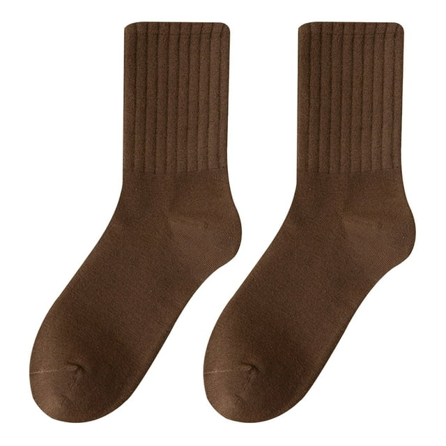 Prolriy Crew Socks for Women Solid Color Socks Mid Tube Autumn and Qinter All Long Tube Pure Cotton Pile Socks Womens Socks A
