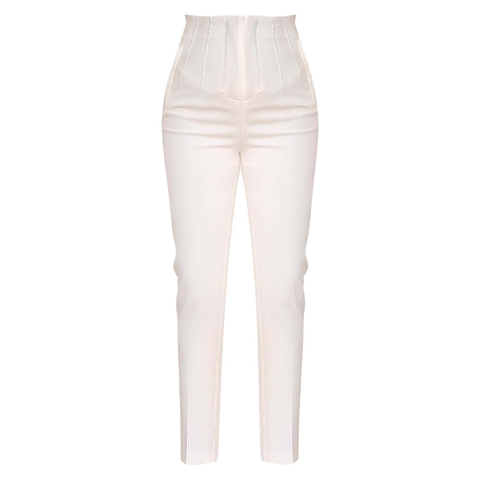 Prolriy Dress Pants Women Plus Size High Waisted Stretch Work Casual Pants Business Straight Trouser with Pocket Work Pants Women Pants for Women