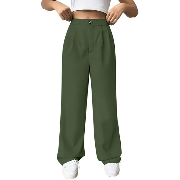 Prolriy Dress Pants Women Wide Leg Pants Woman, Womens Casual Wide Leg Dress Pants Women High Waist Tailored down Trousers with Pockets Business Casual Pants for Women A L