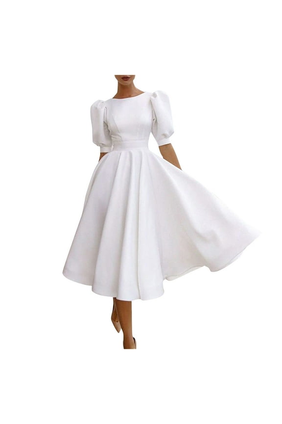 Dresses for Women 2024 Women's Party Elegant White Dress Bridesmaids Long Swing Backless Womens Dresses White L