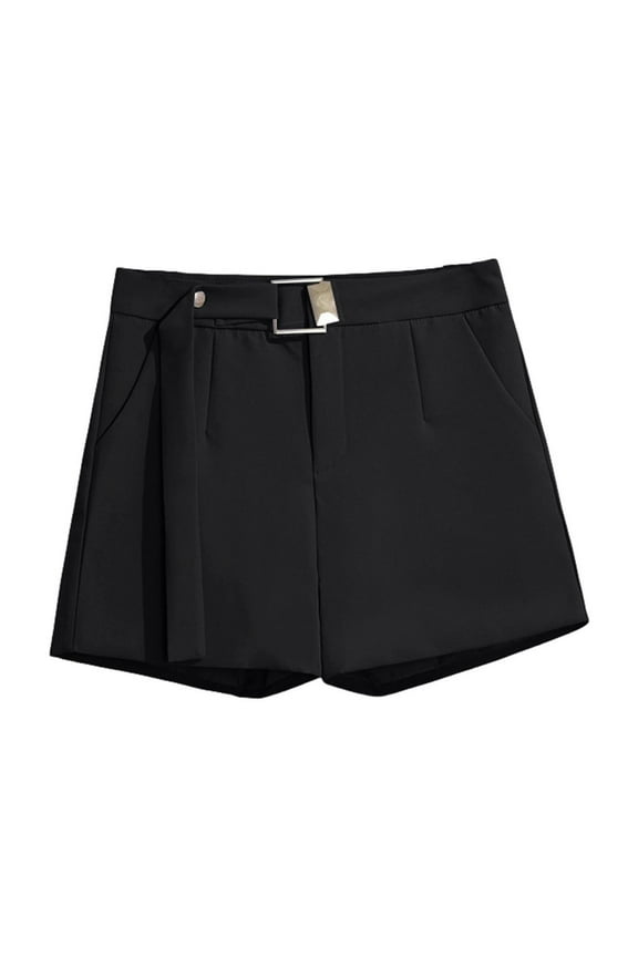 Dressy Shorts for Women, Suit Shorts Women's Black Summer Thin Style 2025 New Loose High Waisted A Line Casual Wide Leg Trousers Womens Shorts Black XL
