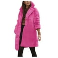 Prolriy Faux Fur Coat Womens Winter Solid Color Bear Faux Coat Jackets