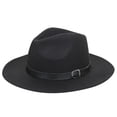 thumbnail image 1 of Prolriy Fedora Hats for Women, Women's Crushable Wool Outback Hat Panama Hat Wide Brim with Belt Vintage Womens Hats Black One Size, 1 of 2