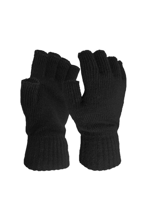 Fingerless Gloves for Women Color Men's and Warm Knitted Gloves Women's Half-Finger Winter Solid Gloves for Cold Weather Black One Size