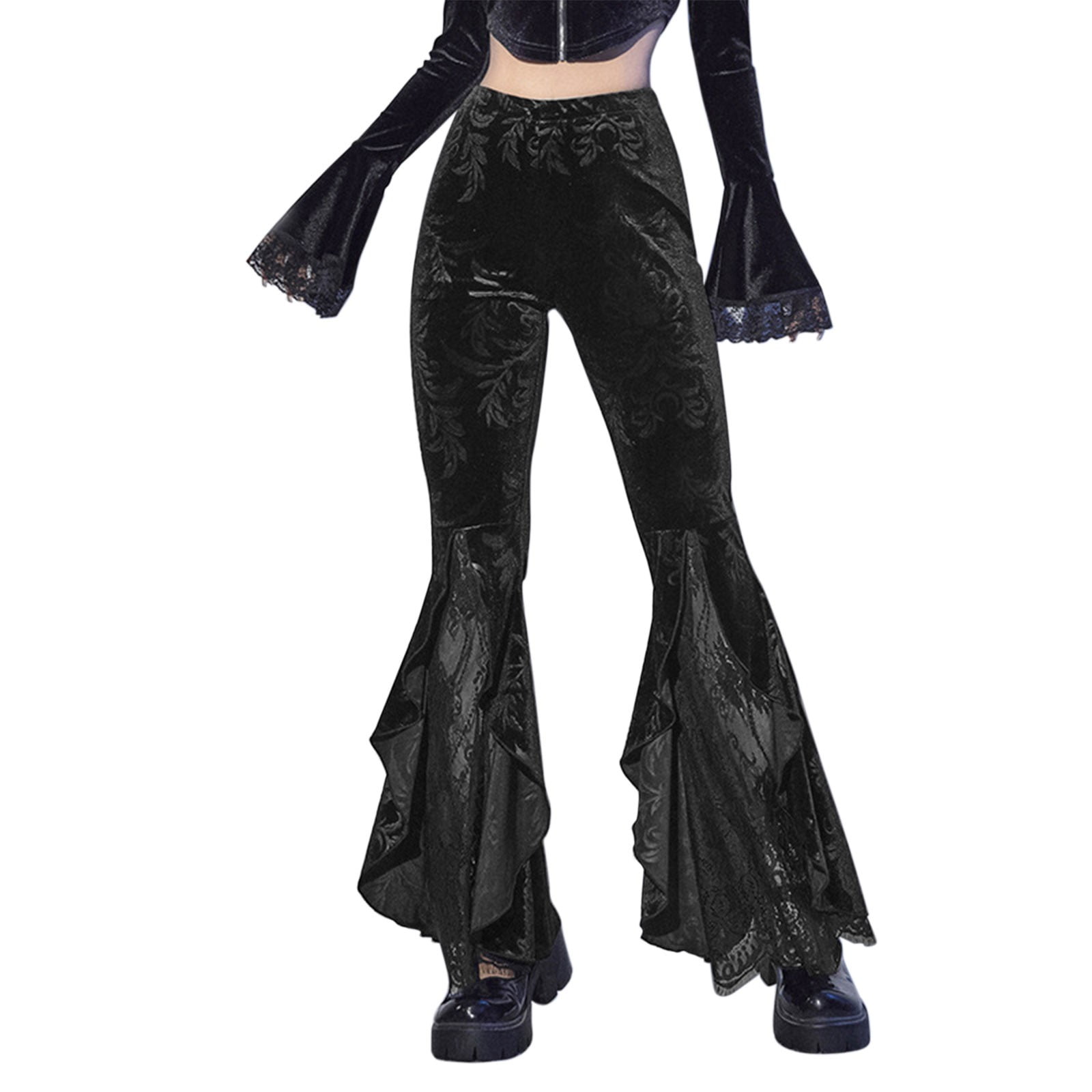 Women's Gothic High-waisted Floral Lace Bell-bottoms