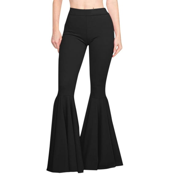 Prolriy Flare Pants for Women Ladies Solid Color High Waist Slim Fit Casual Flared Pants Trousers Bell Bottoms Womens Pants Black XXL