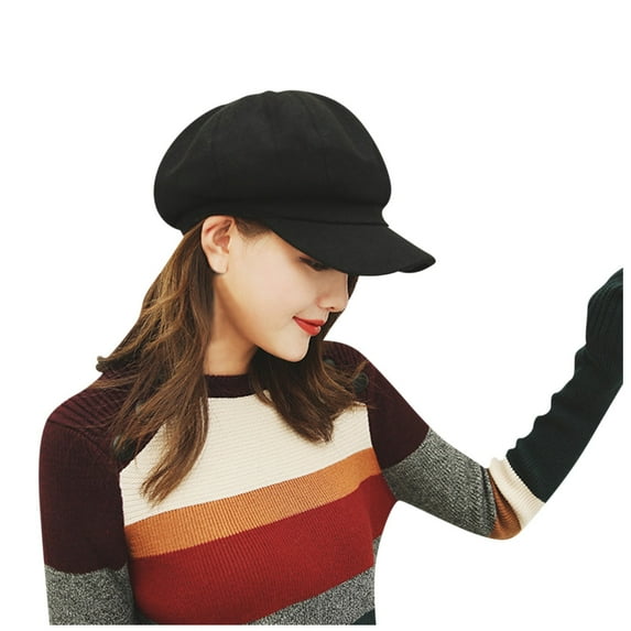 Prolriy Flat Cap Beret Hats for Women All- Cap Beret Fashion Woolen Painter Women's Womens Hats Black