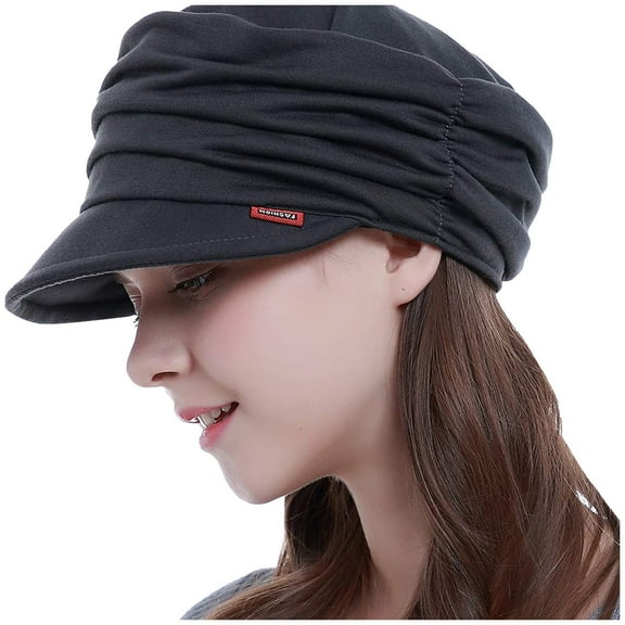 Prolriy Flat Cap Beret Hats for Women Tongue Fashion Soft-Brimmed Dome Pleated Women Sunhat Accessory Womens Hats Black
