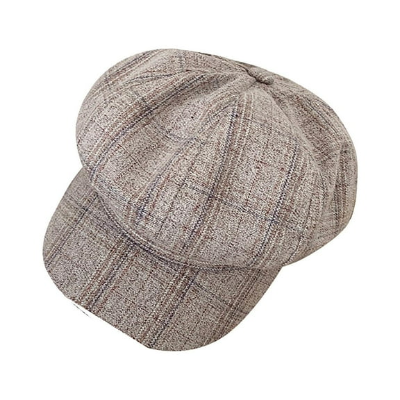Prolriy Flat Cap Beret Hats for Women Winter Vintage Women Winter Plaid Hat Newsboy Beret Capberets Womens Hats Beige
