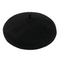 thumbnail image 1 of Prolriy Flat Cap Beret Hats for Women Women New Solid Color Adjustable Wool Beret Wool Warm Hat in Autumn and Winter Womens Hats Black, 1 of 3
