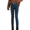 thumbnail image 1 of Prolriy Fleece Lined Jeans Women Thermal Fleece Denim Jeggings High Waist Stretchy Jean Leggings Stylish Skinny Warm Leggings for Women Straight Leg Womens Jeans Womens Pants Dark Blue L, 1 of 8