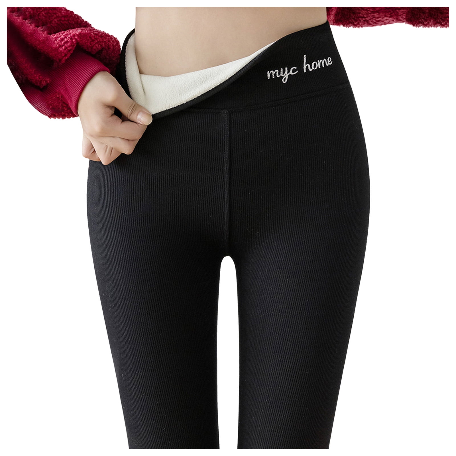 Prolriy Fleece Lined Leggings Warm Trousers Thickened Leggings Cold Women's Lamb High Winter Pants and Waist in Wear and Pants Warm Thermal Leggings for Women, Womens Pants Black XL