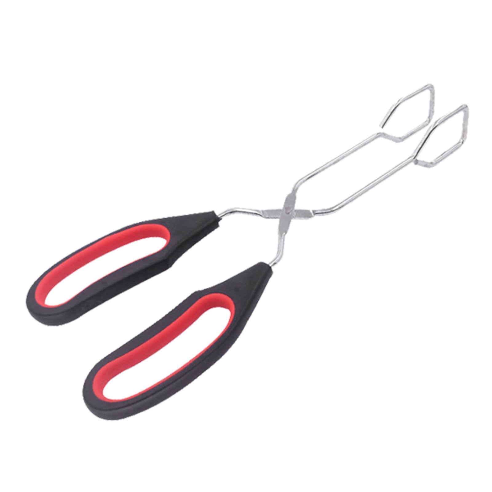 Prolriy Food Stainless Steel Scissor Tongs with Plastic Silicone Handle