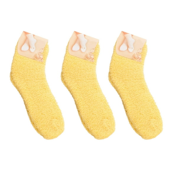 Prolriy Fuzzy Socks for Women, Women Fuzzy Slipper Socks Warm Soft Winter Plush Sleeping Socks Womens Socks Yellow