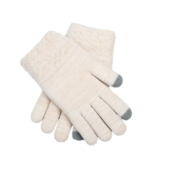 Prolriy Gloves for Cold Weather Winter Warm and Fashionable Solid Color Knitted Full Finger Gloves for Men and Women Snow Ski Gloves for Women White One Size