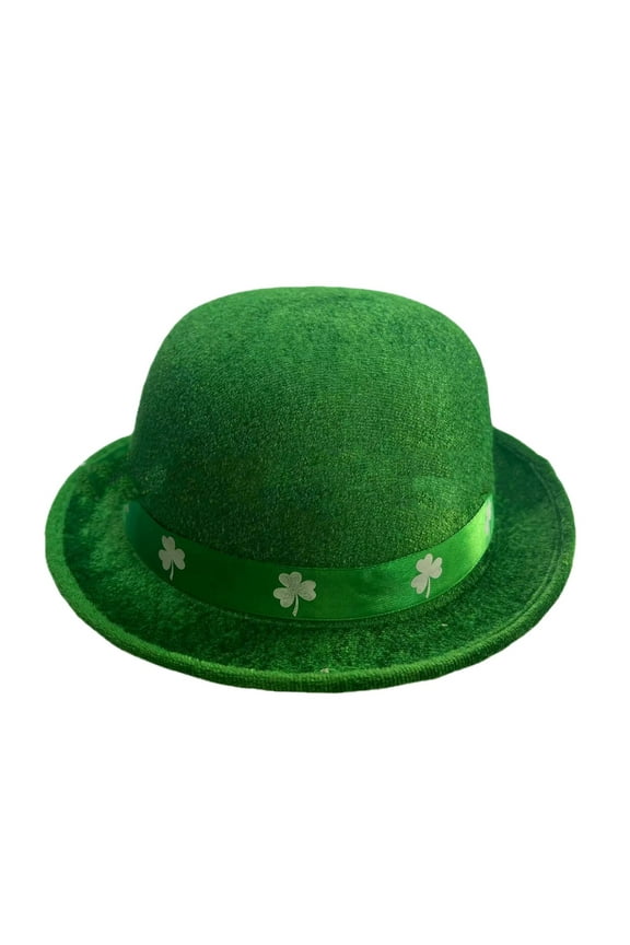 Green Top Hat St. Day Green Flocking Cloth Cloverleaf Velvet Small Round Hat St Patricks Day Hat Green