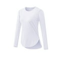 thumbnail image 1 of Prolriy Gym Shirts Woman, Lady's Summer Autumn Long Sleeve T Shirt Yoga Wear Sun Long Sleeve Sports Loose Split Running Fitness Clothes Womens Tops Summer Tops White M, 1 of 3