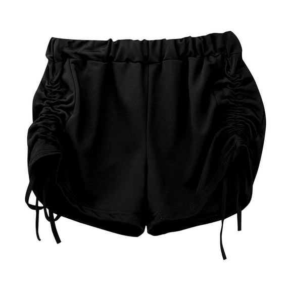 Prolriy Gym Shorts Women, High Waisted Loose and Casual Black Drawstring Sporty Shorts Summer Korean Style Wide Leg Pants Suitable for Wearing Outside Women's Shorts Black L