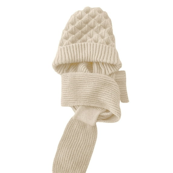 Prolriy Hat and Scarf Set for Women Hat Women's Winter Hat Scarf Buckle Wind and Snow Hat Plush Knitted Hat Ear Protector Woolen Hat Hats for Men White