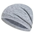 thumbnail image 1 of Prolriy Hat and Scarf Set for Women, Men's and Women's Fleece Knitted Knitted Hat Autumn and Winter Solid Striped Stretch Cold Hat Thermal Pullover Hat Hats for Men Grey, 1 of 2
