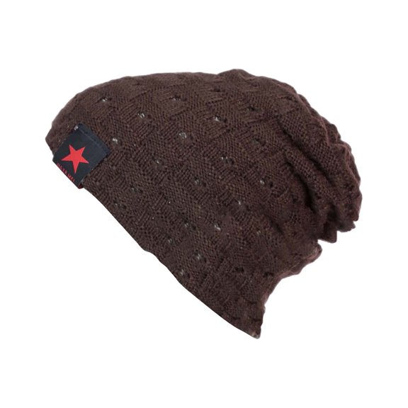 Prolriy Hat and Scarf Set for Women, Women's Autumn and Winter New Hollow Out Double Stripe Warm Wool Knitted Hat Hats for Men Coffee