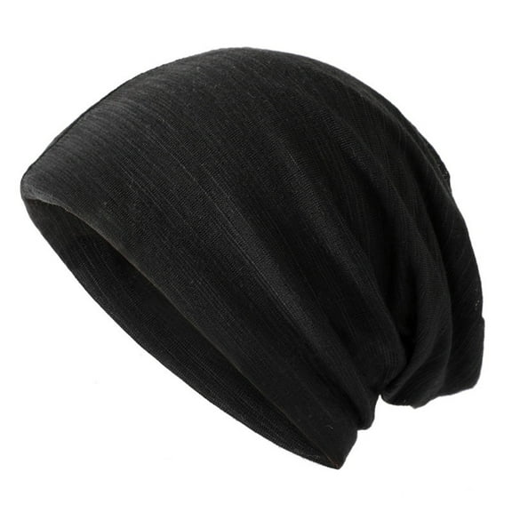 Prolriy Hat and Scarf Set for Women, Women's Spring and Autumn Thin Stripe Breathable Solid Color Pullover Hat Hats for Men Black