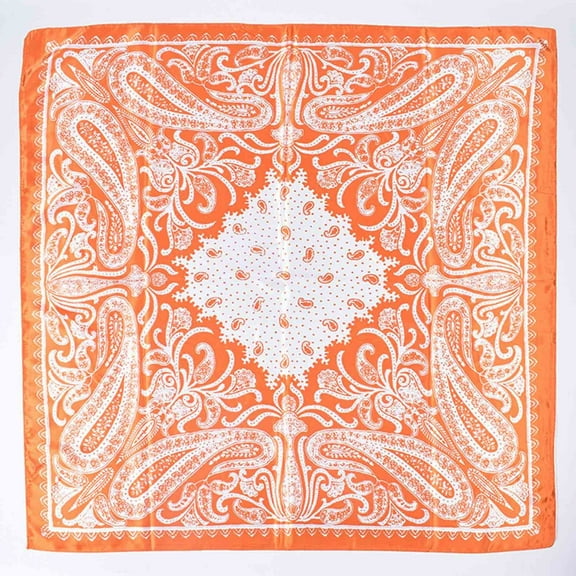 Prolriy Head Scarf Silk Bandana Women's Fashion Retro Cashew Nut Pattern Printed Large Square Scarf Silk Scarf Headband Bandanas for Women Orange