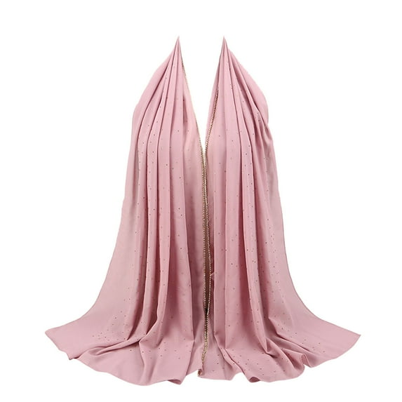 Prolriy Head Scarf Women's Soft Chiffon Diamond Headscarf Spring Summer Long Shawl Muslim Hijab Scarf for Women D