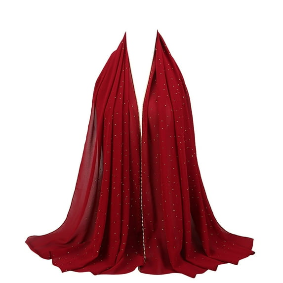 Prolriy Head Scarf Women's Soft Chiffon Diamond Headscarf Spring Summer Long Shawl Muslim Hijab Scarf for Women G
