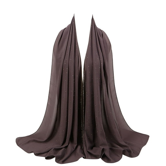 Prolriy Head Scarf Women's Soft Chiffon Diamond Headscarf Spring Summer Long Shawl Muslim Hijab Scarf for Women Grey