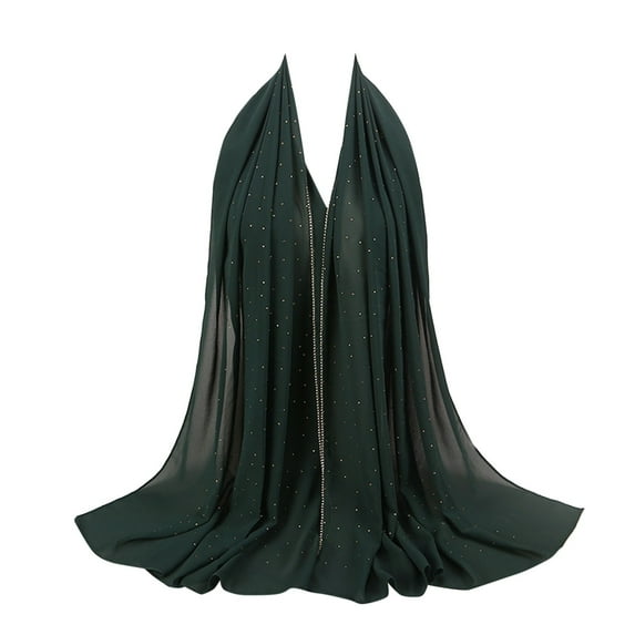 Prolriy Head Scarf Women's Soft Chiffon Diamond Headscarf Spring Summer Long Shawl Muslim Hijab Scarf for Women J