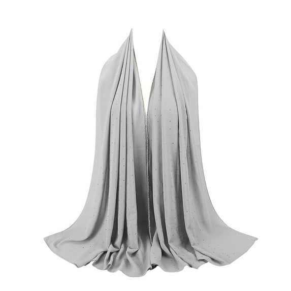 Prolriy Head Scarf Women's Soft Chiffon Diamond Headscarf Spring Summer Long Shawl Muslim Hijab Scarf for Women N