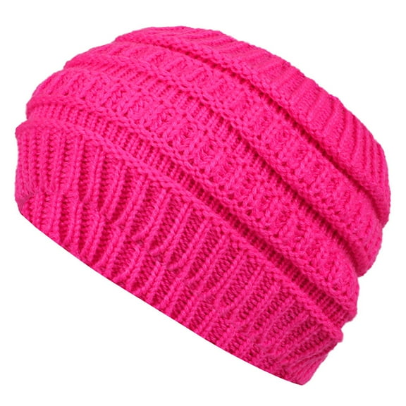 Prolriy Headbands for Women Knitted Headband with Wide Edge Empty Top Washing Headband Women's Autumn and Winter Warmth Ear Woolen Headband Head Wraps for Women Hot Pink A