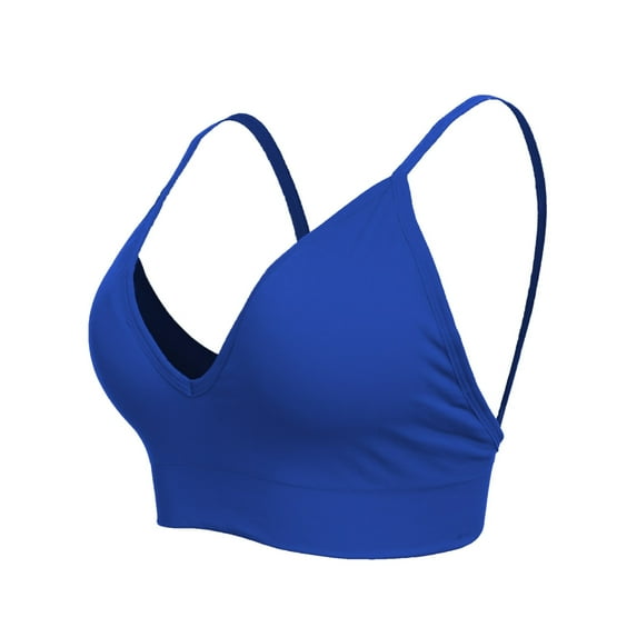 Prolriy High Impact Sports Bras for Women, Women's Solid Color Underwire Breathable Detachable Cotton Cup French Sexy Sports Bra Workout Tops for Women Blue L