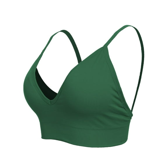 Prolriy High Impact Sports Bras for Women, Women's Solid Color Underwire Breathable Detachable Cotton Cup French Sexy Sports Bra Workout Tops for Women Green S