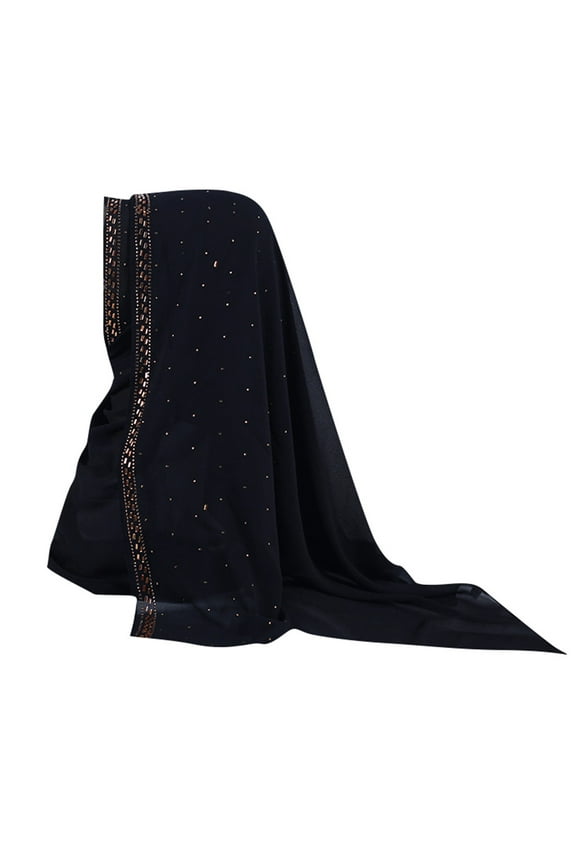 Hijab Scarf for Women Gold Glitters Plain Chiffon Muslim Hijab Scarf Shawl Head Wraps Hats for Women One Size