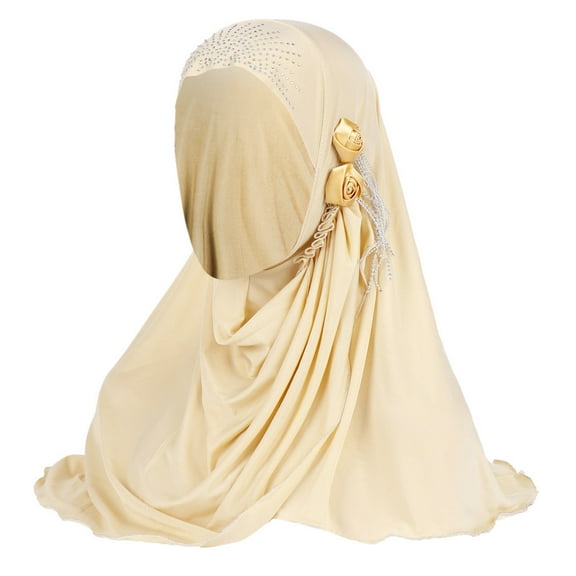 Prolriy Hijab Scarf for Women Silk Fashion Breathable Headscarf Muslim Flower Hat Ice Turban Summer Tassel Accessory Shawl Scarf Head Scarf Beige