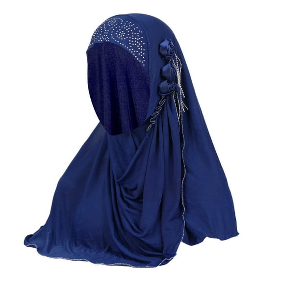 Prolriy Hijab Scarf for Women Silk Fashion Breathable Headscarf Muslim Flower Hat Ice Turban Summer Tassel Accessory Shawl Scarf Head Scarf Dark Blue