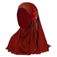 thumbnail image 1 of Prolriy Hijab Scarf for Women Silk Fashion Breathable Headscarf Muslim Flower Hat Ice Turban Summer Tassel Accessory Shawl Scarf Head Scarf Red, 1 of 4