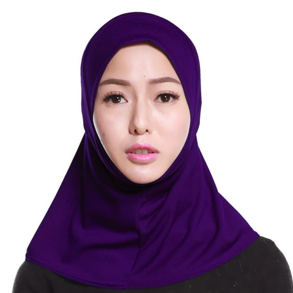 Prolriy Hijab Undercap Women Beading Hat Muslim Ruffle Wrap Cap Scarf Shawl Head Scarf Turbans for Women Purple