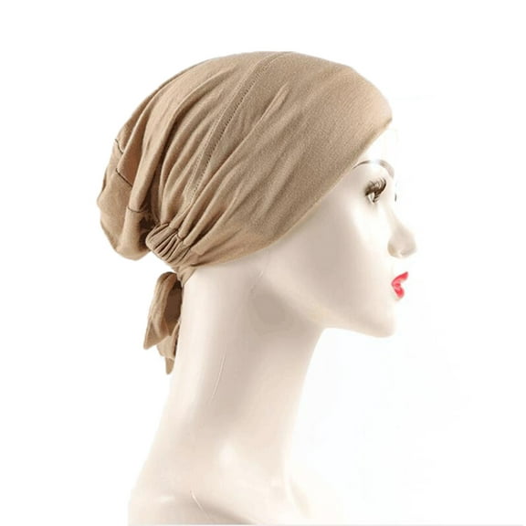 Prolriy Hijab Undercap Women's Muslim Elastic Band Ethnic Hijab Solid Color Adjustable Small Cap Tube Cap Wrapped Turban Cap Lace Up Head Scarf Turbans for Women R