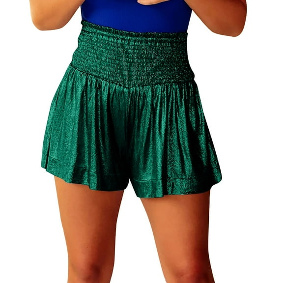 Prolriy Hiking Shorts Women 2025 European and American New Casual Sports Women's Pants Loose Elastic Waist Hanging Feeling Shorts Womens Shorts Green M