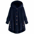 thumbnail image 1 of Prolriy House Coat Womens Coats Women Plus Size Button Plush Tops Hooded Loose Cardigan Wool Coat Winter Jacket Winter Coats for Women Navy XXL, 1 of 3