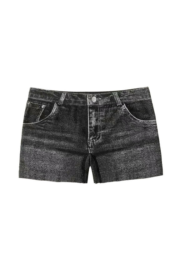 Jean Shorts Womens Faux Jeans Shorts for Women Summer Mid Stretchy Denim Shorts Butt Lifting Slimming Ripped Shorts Womens Shorts Black L