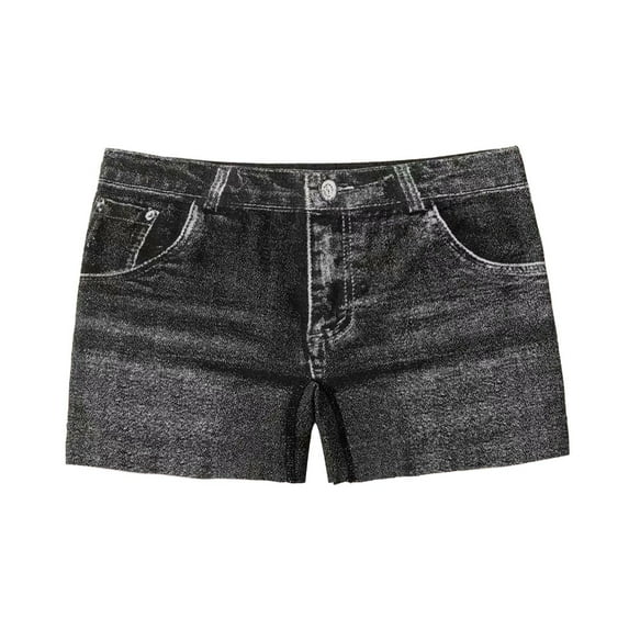 Prolriy Jean Shorts Womens Faux Jeans Shorts for Women Summer Mid Stretchy Denim Shorts Butt Lifting Slimming Ripped Shorts Womens Shorts Black XXL