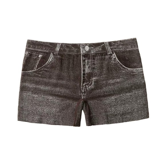 Prolriy Jean Shorts Womens Faux Jeans Shorts for Women Summer Mid Stretchy Denim Shorts Butt Lifting Slimming Ripped Shorts Womens Shorts Coffee M
