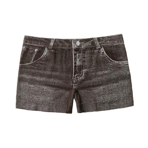 Prolriy Jean Shorts Womens Faux Jeans Shorts for Women Summer Mid Stretchy Denim Shorts Butt Lifting Slimming Ripped Shorts Womens Shorts Coffee XL
