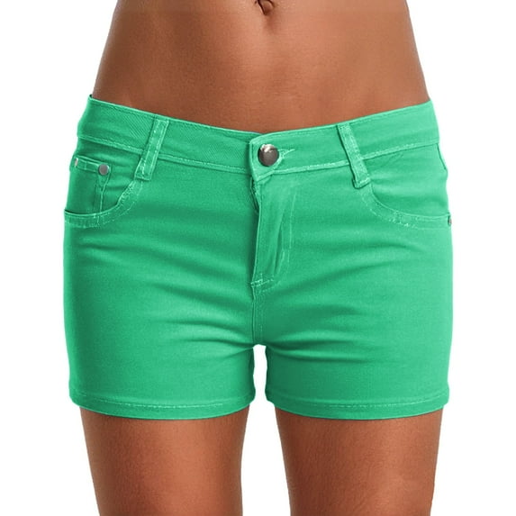 Prolriy Jean Shorts Womens, Summer 2025 Women's Candy White Denim Shorts Fit Colorful Denim Pants Womens Shorts Green 32