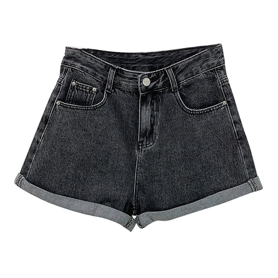 Prolriy Jean Shorts for Women, Women Denim Vintage Summer Basic Simple High Waist Shorts Womens Shorts Womens Jeans Grey M