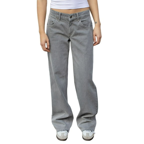 Prolriy Jeans for Women, Womens High Waisted Wide Leg Jeans Stretchy Distressed Denim Pants Women's Pants Grey XXL